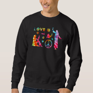 Peace Sign Love 60s 70s Tie Dye Hippie Costume Sweatshirt