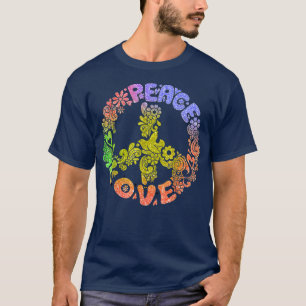 Peace Sign Love 60s 70s Tie Dye Hippie Halloween C T-Shirt