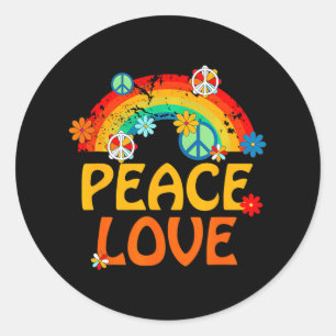 PEACE SIGN LOVE 60s 70s Tie Dye Hippie Halloween Classic Round Sticker