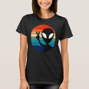 Peace Sign Love Alien 60s 70s Tie Dye Hippie Hallo T-Shirt