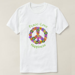 Peace Sign Love & Happiness on White T-Shirt