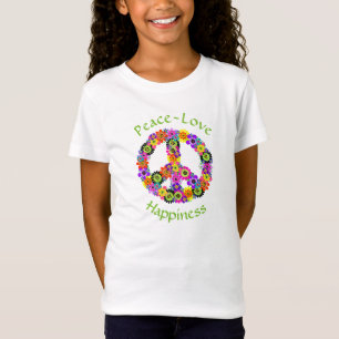 Peace Sign Love & Happiness on White T-Shirt