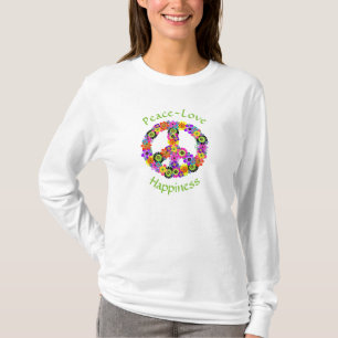 Peace Sign Love & Happiness on White T-shirt