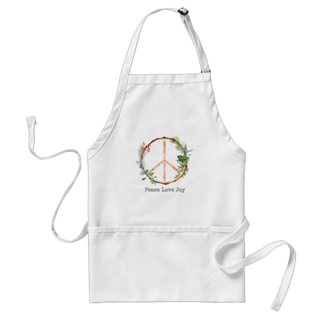 Peace Sign Love Joy Christmas Standard Apron (Front)