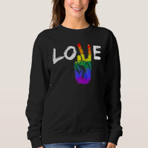 Peace Sign Love Rainbow Colours Gay Pride Lesbian Sweatshirt