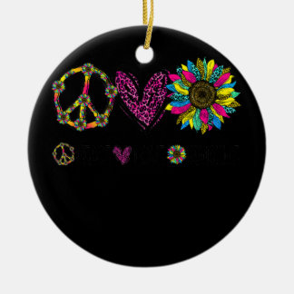 Peace Sign Love Sunshine Cute Sunflower Graphic  Ceramic Tree Decoration