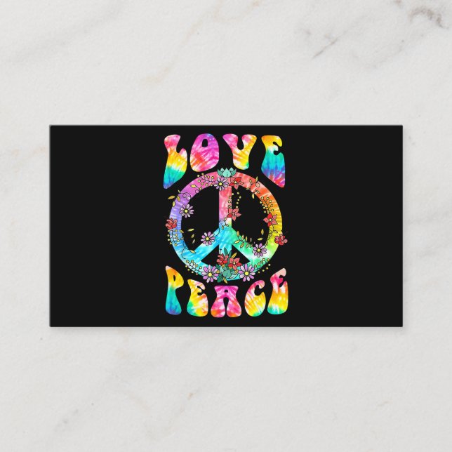 PEACE SIGN LOVE T Shirt 60s 70s Tie Dye Hippie Cos Business Card (Front)