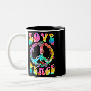 PEACE SIGN LOVE T Shirt 60s 70s Tie Dye Hippie Cos Two-Tone Coffee Mug