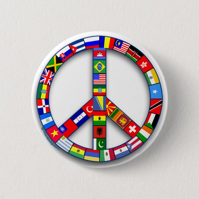 Peace Sign Made of Flags T-shirts, Mugs, Gifts 6 Cm Round Badge (Front)
