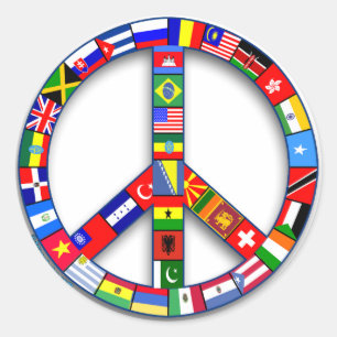 Peace Sign Made of Flags T-shirts, Mugs, Gifts Classic Round Sticker