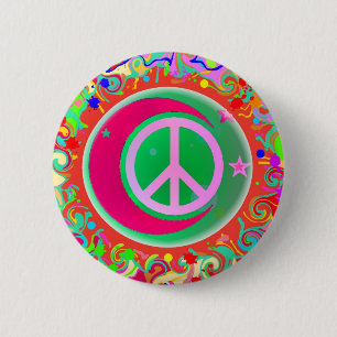 Peace Sign, Moon, Stars & Everything 6 Cm Round Badge