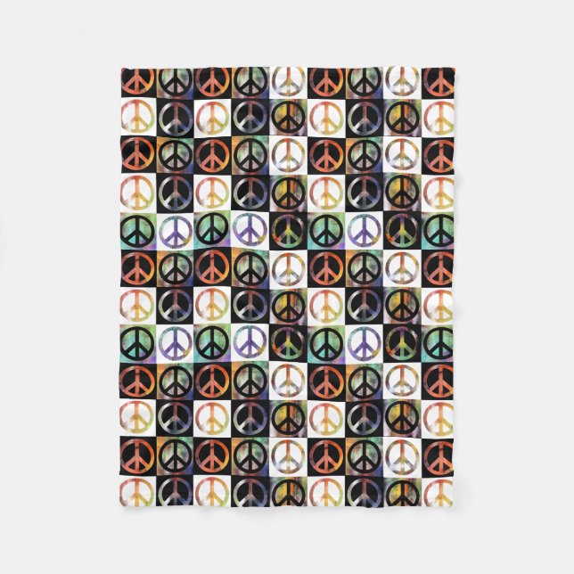 Peace Sign Mosaic Small Fleece Blanket (Front)