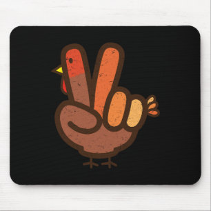 Peace Sign No Turkey Hand Kids Teens Family Thanks Mouse Mat