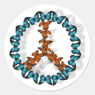Peace sign of butterflies stickers