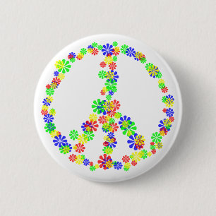 Peace Sign of Flowers 6 Cm Round Badge