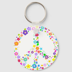 Peace sign of Flowers Key Ring