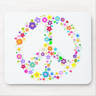 Peace sign of Flowers Mouse Mat