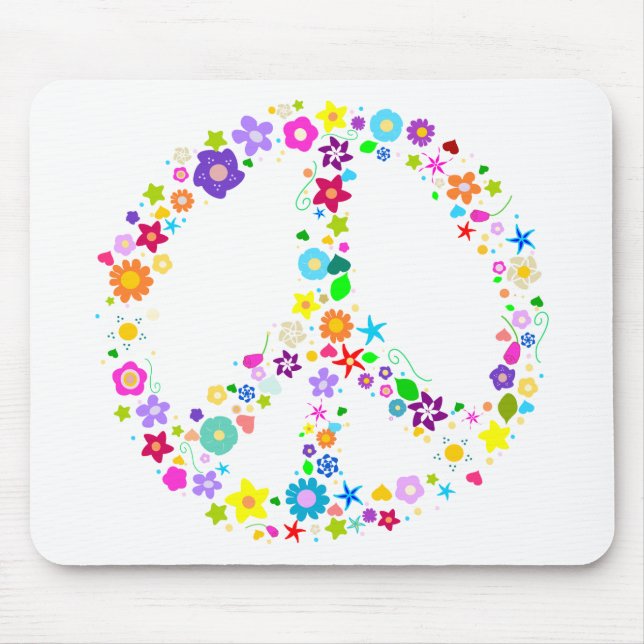 Peace sign of Flowers Mouse Mat (Front)