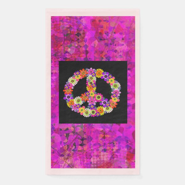 Peace Sign on Petals Napkin (Front)