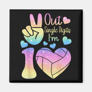 Peace Sign Out Single Digits 10 Volleyball 10th Magnet