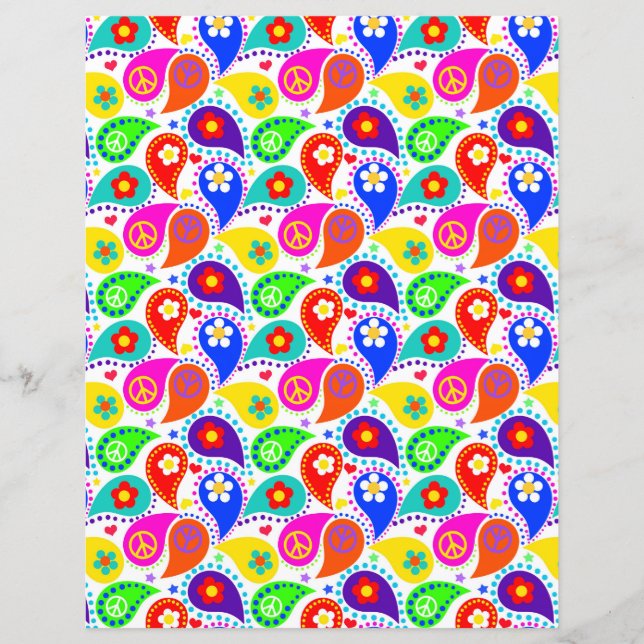 Peace Sign Paisley | Hippie Chic Paper (Front)