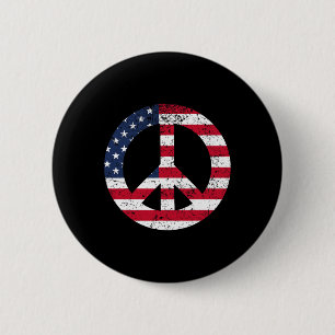 Peace Sign Patriotic Usa Flag Peace And Love 6 Cm Round Badge