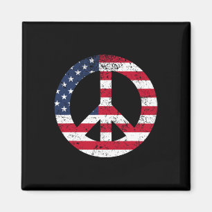 Peace Sign Patriotic Usa Flag Peace And Love  Magnet
