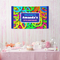Peace Sign Pattern Groovy Sixties Birthday Welcome