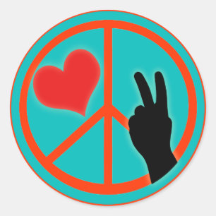 Peace Sign Peace and Love Classic Round Sticker