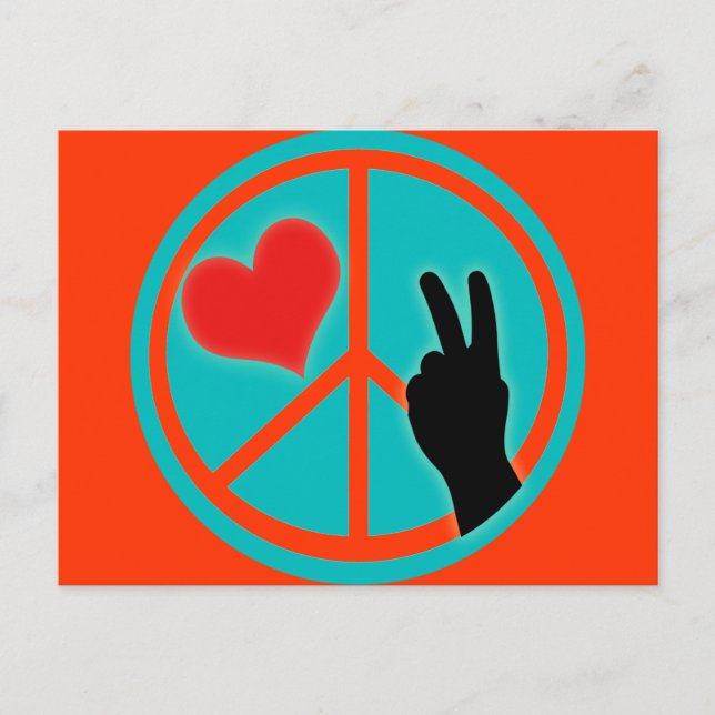 Peace Sign Peace and Love Postcard (Front)
