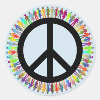 Peace Sign People Sticker Blue