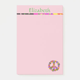 Peace Sign Personalised with Name in Pink Post-it Notes