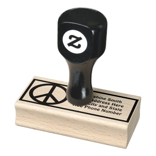 PEACE SIGN Personalizable Rubber Stamp (Stamp)