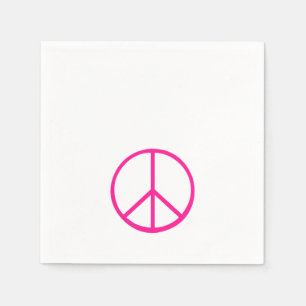 Peace Sign Pink Modern Retro Groovy Napkin