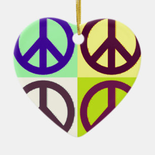 Peace Sign Pop Art Ceramic Tree Decoration