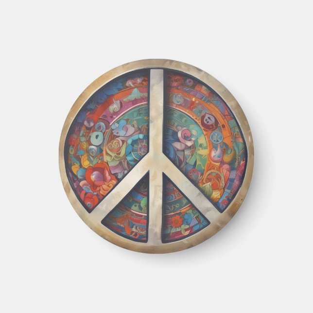 Peace Sign Pop Art Magnet (Front)