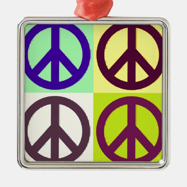 Peace Sign Pop Art Metal Tree Decoration (Front)