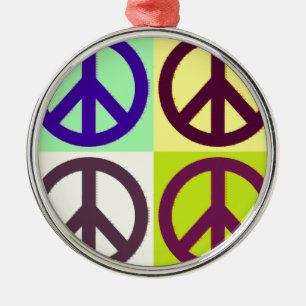 Peace Sign Pop Art Metal Tree Decoration