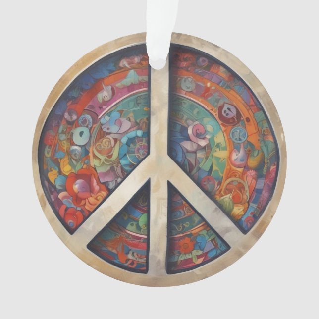 Peace Sign Pop Art Ornament (Front)