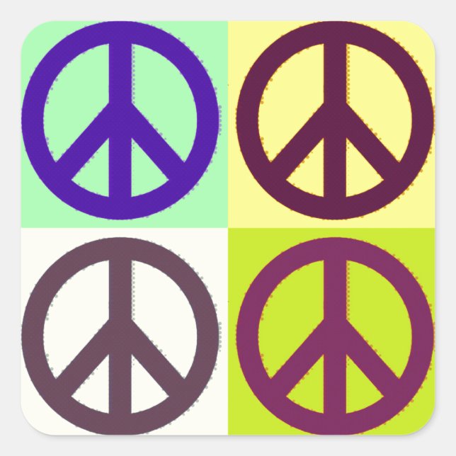 Peace Sign Pop Art Square Sticker (Front)