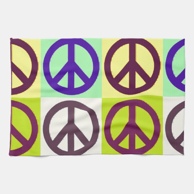 Peace Sign Pop Art Tea Towel (Horizontal)