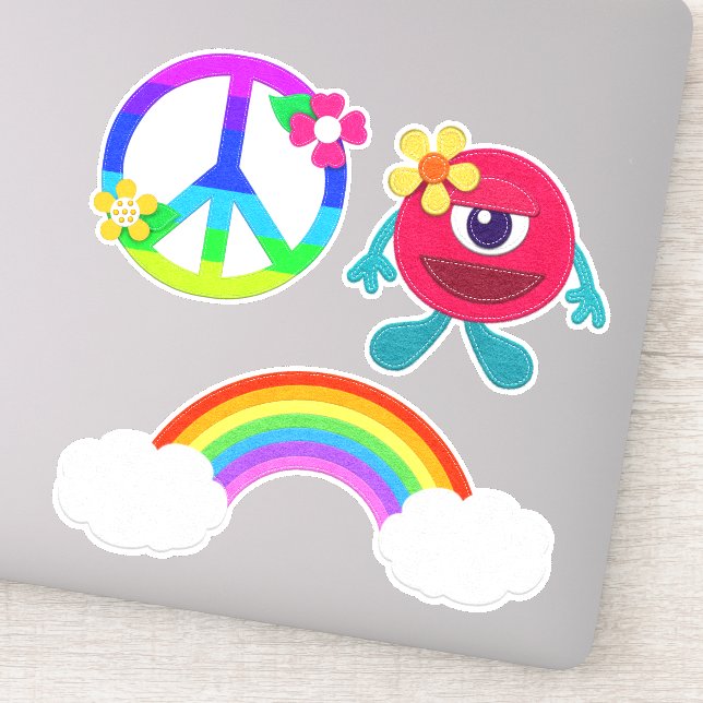 Peace Sign Rainbow and Cute Monster (Detail)