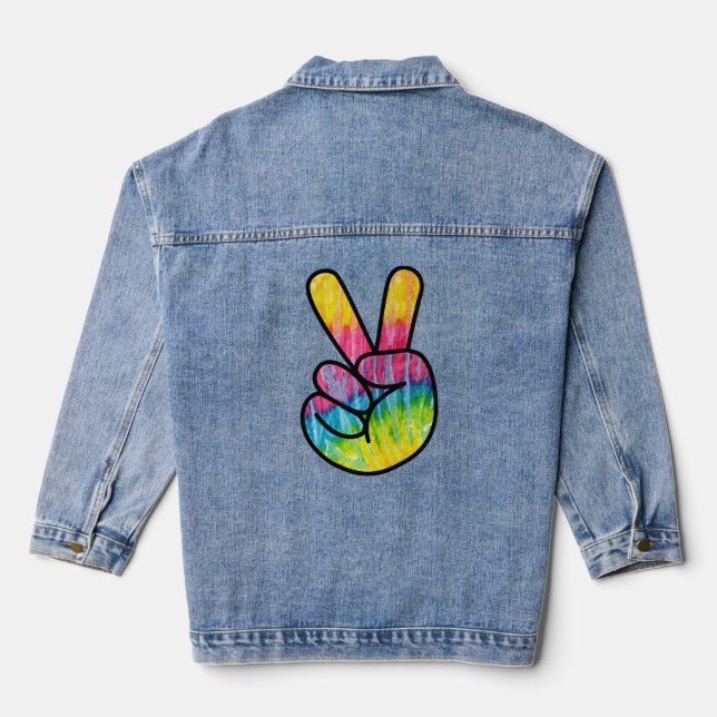 Peace sign rainbow Jean jacket (Back)