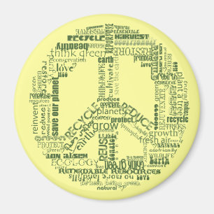 peace sign recycle words green magnet