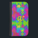 Peace Sign Samsung S4 Wallet Case<br><div class="desc">Peace sign
groovy  with hippie flowers on tie dye fractal design</div>