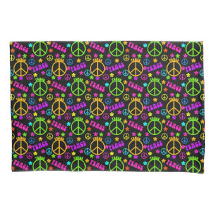 peace sign seventies pattern pillowcase