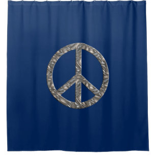 Peace Sign silver + your background & ideas Shower Curtain