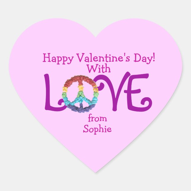 Peace sign sticker for Valentine's Day (Front)
