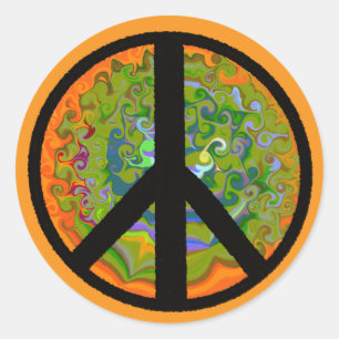 Peace sign sticker round green art