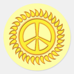 PEACE SIGN SUN CLASSIC ROUND STICKER